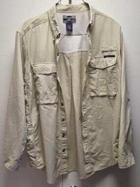 ExOfficio Shirt Mens XL Khaki Vented Travel Fishing Long Sleeve